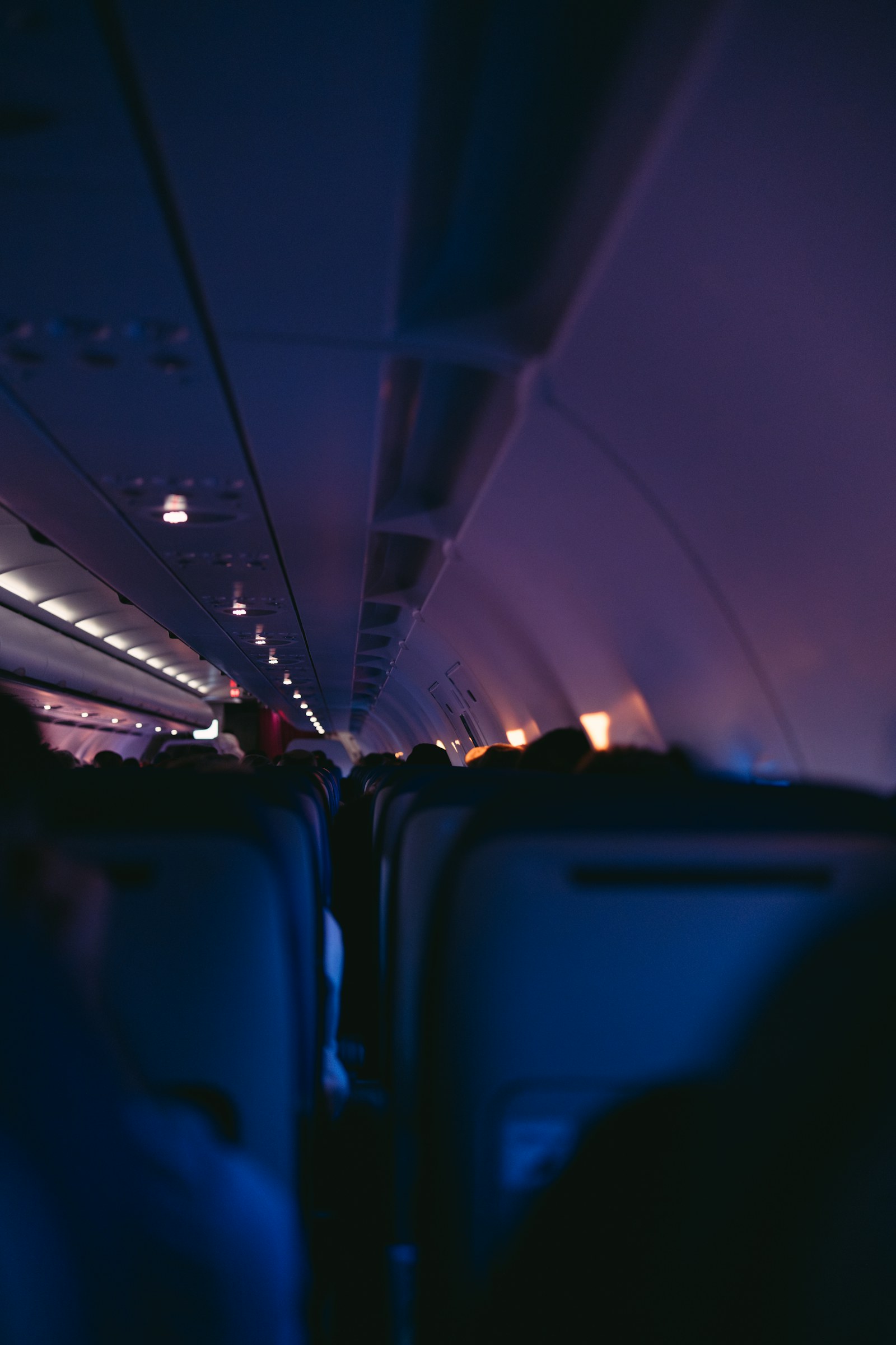 Inside an aircraft cabin during an onboard courier journey