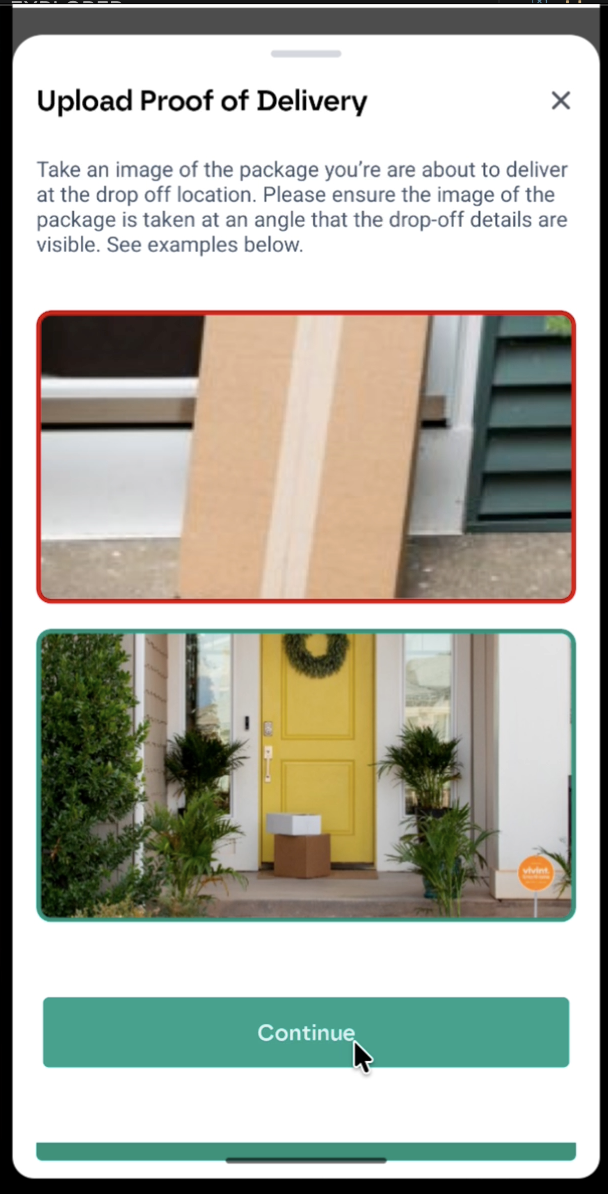 White-label courier app proof of delivery upload screen